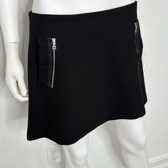 Zara Basic A-Line Mini Skirt Zip Front Pockets in Black Women’s Size M - Picture 2 of 10
